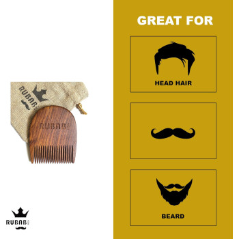 RubabMen Premium Beard Brush And Comb Combo Kit With Nylon Bristles Brush, Wooden Comb, Anti-Dust Storage Pouch, 110g
