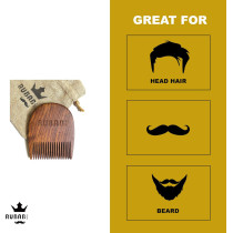 RubabMen Premium Beard Brush And Comb Combo Kit With Nylon Bristles Brush, Wooden Comb, Anti-Dust Storage Pouch, 110g