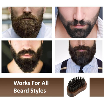 RubabMen Premium Beard Brush And Comb Combo Kit With Nylon Bristles Brush, Wooden Comb, Anti-Dust Storage Pouch, 110g