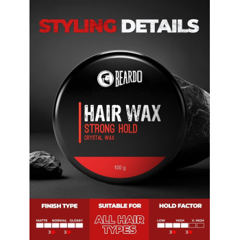 Beardo Hair Wax Strong Hold With Natural Crystal Wax, 100g