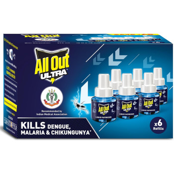 All Out Ultra Power Fan Refill for Effective Mosquito Control, Pack of 6