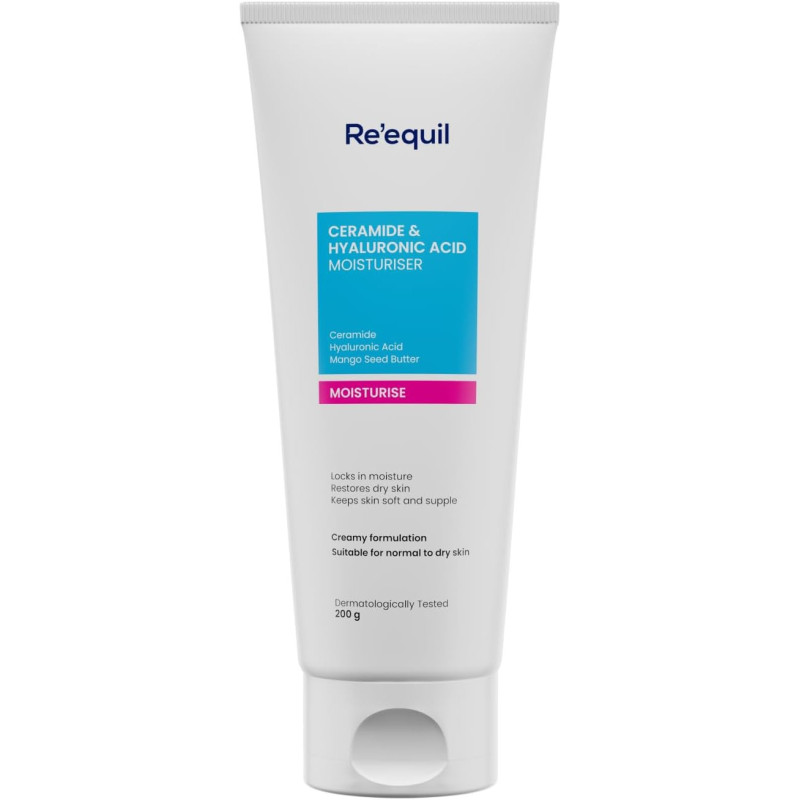 Re equil Ceramide And Hyaluronic Acid Moisturiser Cream For Normal to Dry Skin, 100 g