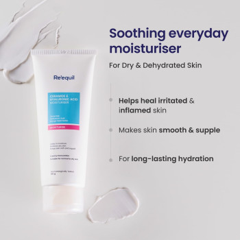 Re equil Ceramide And Hyaluronic Acid Moisturiser Cream For Normal to Dry Skin, 100 g