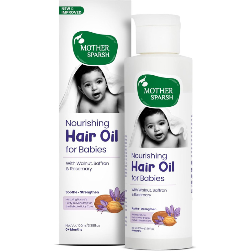 Mother Sparsh Ayurvedic Baby Hair Oil Enriched With 21 Herbs & Oils for Tender Scalp & Hair, 100ml