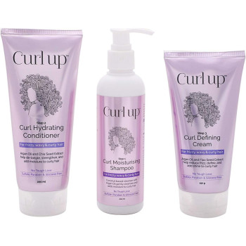 Curl Up Curl Care Combo Shampoo, Conditioner And Leave-In Curl Defining Cream With Sulphate, Paraben & Silicone Free for Wavy & Curly Hair