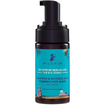 Pilgrim Korean Foaming Face Wash With Salicylic Acid & And Glycolic Acid For Oily And Acne Prone Skin, Unisex, 120ml