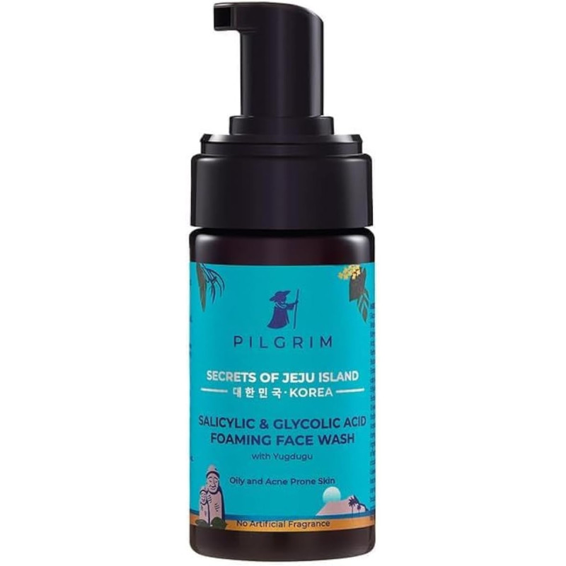 Pilgrim Korean Foaming Face Wash With Salicylic Acid & And Glycolic Acid For Oily And Acne Prone Skin, Unisex, 120ml