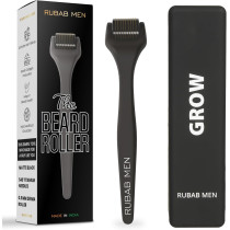 Rubab Men 0.5mm Advanced Beard Roller With Premium Matte Black Colour, Enhances Growth & Oil Absorption
