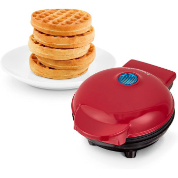 Justadil Mini Waffle Maker Machine, Red