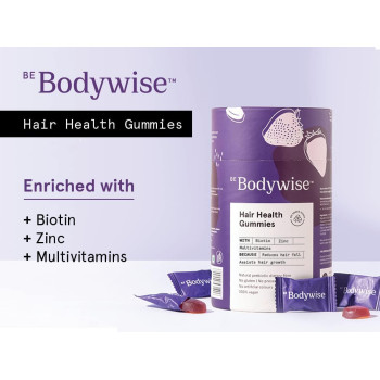 Bodywise Hair Gummies With 120 Day Pack, Supports Healthy Hair Growth & Strength