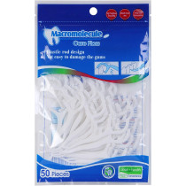 Macromolecule 3 in 1 Tooth Cleaning Dental Floss Toothpicks Plastic Set for Clean Teeth Fresh Breath and Healthy Gums, 50 Piece Set, White