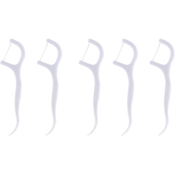 Macromolecule 3 in 1 Tooth Cleaning Dental Floss Toothpicks Plastic Set for Clean Teeth Fresh Breath and Healthy Gums, 50 Piece Set, White