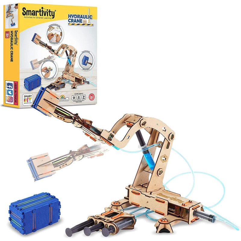 Smartivity Pump It Move It Hydraulic Crane, STEM Construction Kit, Learn Engineering with Hydraulic Mechanics