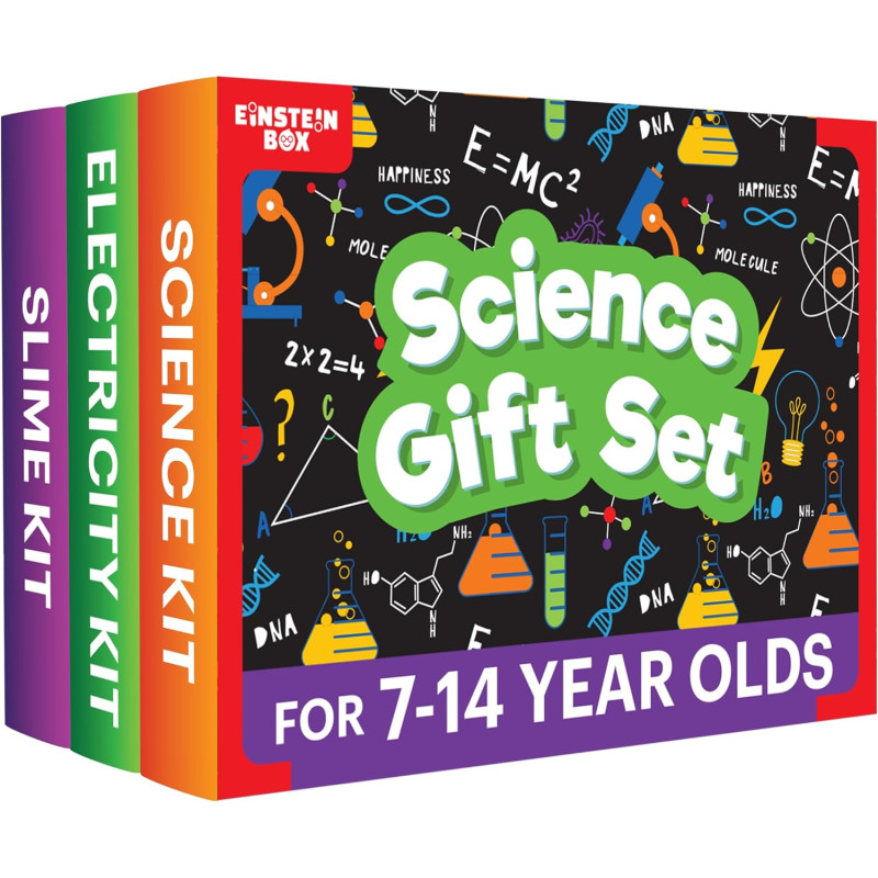 Einstein Box Science Gift Set, Includes Slime Kit, Science Kit, and Electricity Kit, Perfect Toys for Boys & Girls Ages 5 Years And Above