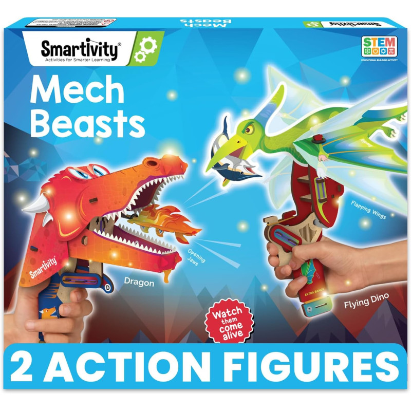 Smartivity Mech Beasts, Dragon And Dino DIY STEM Kit for Kids 6-14 years, Engineering Toy for Boys & Girls