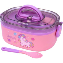 Dream Doodle Unicorn Lunch Box With Microwave Safe, Stainless Steel Insulation Munch Box, Portable Lunch Containers Tiffin Box for School Boys, Girls - 800 ml Pink