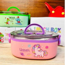 Dream Doodle Unicorn Lunch Box With Microwave Safe, Stainless Steel Insulation Munch Box, Portable Lunch Containers Tiffin Box for School Boys, Girls - 800 ml Pink