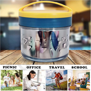 Royaldeals - RD Insulated Bento Lunch Box With Fork, Single Layer Stainless Steel And Microvawe Safe, 600ml