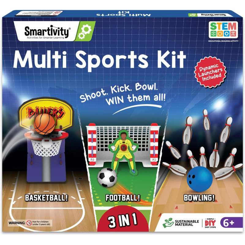 Smartivity Multi Sports Kit, Educational STEM Toy for Kids Ages 6-14, Engaging Educational Wooden Engineering Toy
