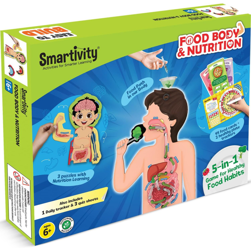 Smartivity My Body My Nutrition DIY STEM Toy for Kids 6-12, Learn Healthy Eating with Fun Food Cards & Diet Tracker