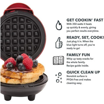 Mini Waffle Maker Made with Premium Quality Plastic & Non-Stick Coating
