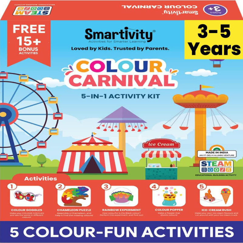 Smartivity Colour Carnival Activity Kit for 3 to 5 Years Old Toys for Boys & Girls Age 3 to 5 Years, Fun Activities, Rainbow Experiment, Colour Goggles, Puzzle & More