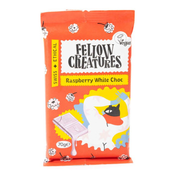 Fellow Creatures Organic Raspberry White Chocolate Bar, 70g