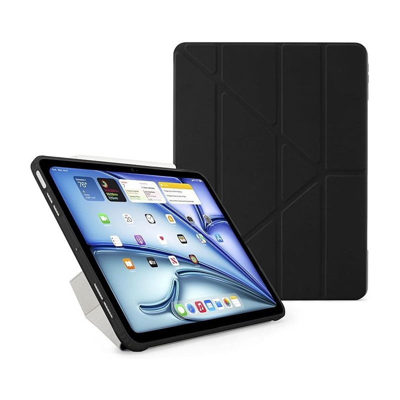 Pipetto Origami No1 For Apple Ipad Air 13 Inch Case, M2 Smart Cover With 5 In 1 Stand, Black