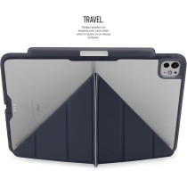 Pipetto Origami No3 Pencil Case For Apple Ipad Pro 13 Inch Case, M4 Smart Cover With 5 In 1 Stand, Dark Blue