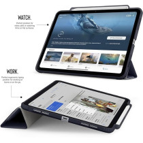 Pipetto Origami No3 Pencil Case For Apple Ipad Pro 13 Inch Case, M4 Smart Cover With 5 In 1 Stand, Dark Blue