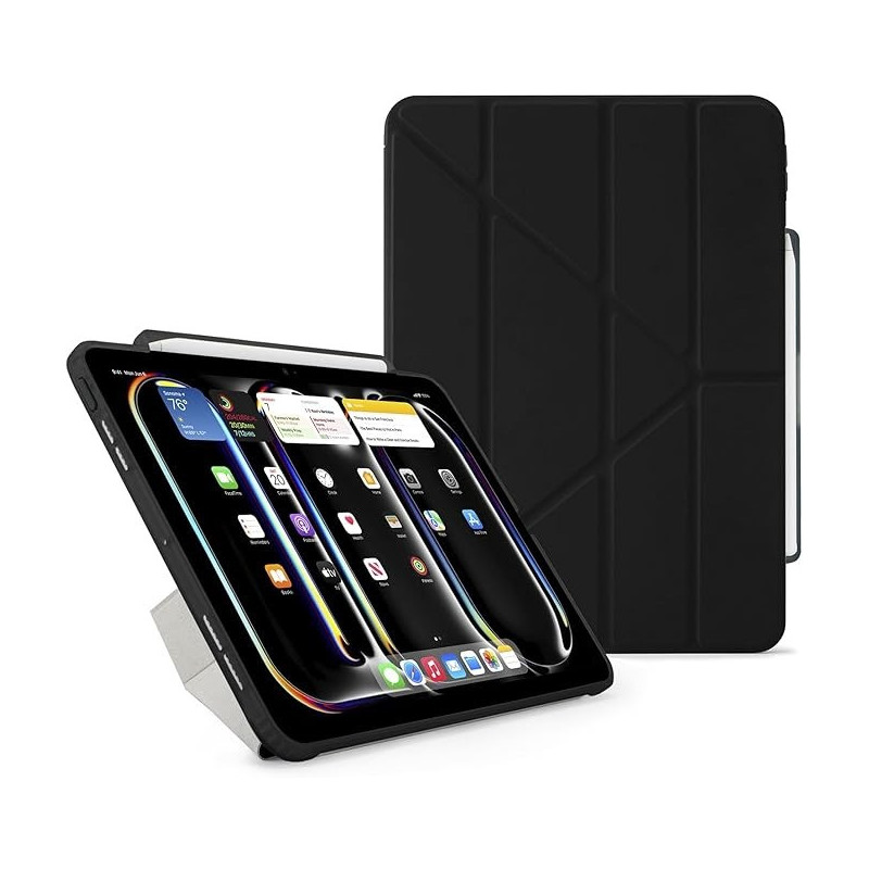 Pipetto Origami No3 Pencil Case For Apple Ipad Pro 13 Inch Case, M4 Smart Cover With 5 In 1 Stand, Black