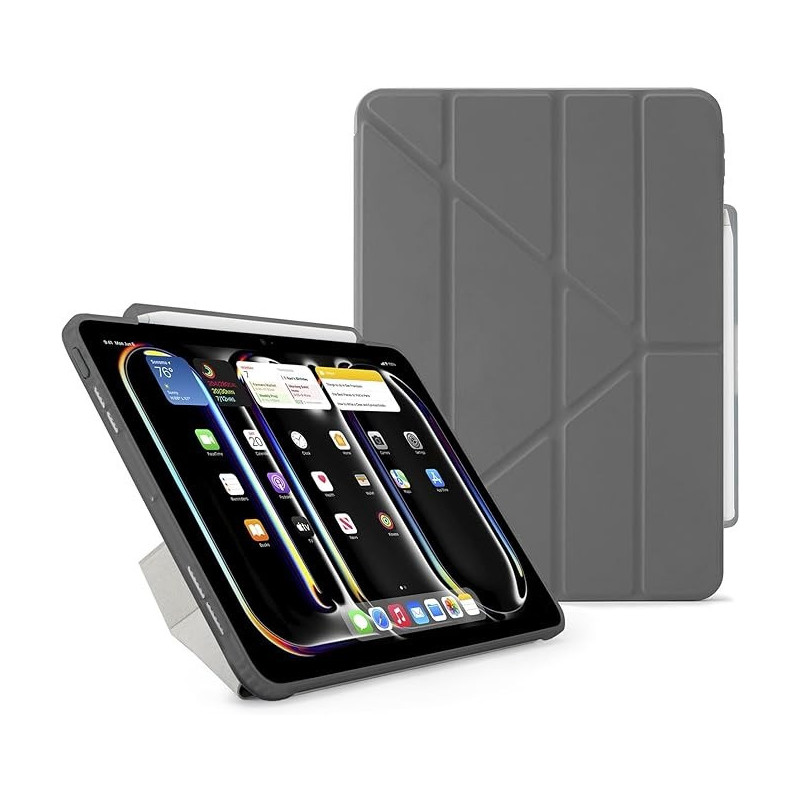 Pipetto Origami No3 Pencil Case For Apple Ipad Pro 13 Inch Case, M4 Smart Cover With 5 In 1 Stand, Grey