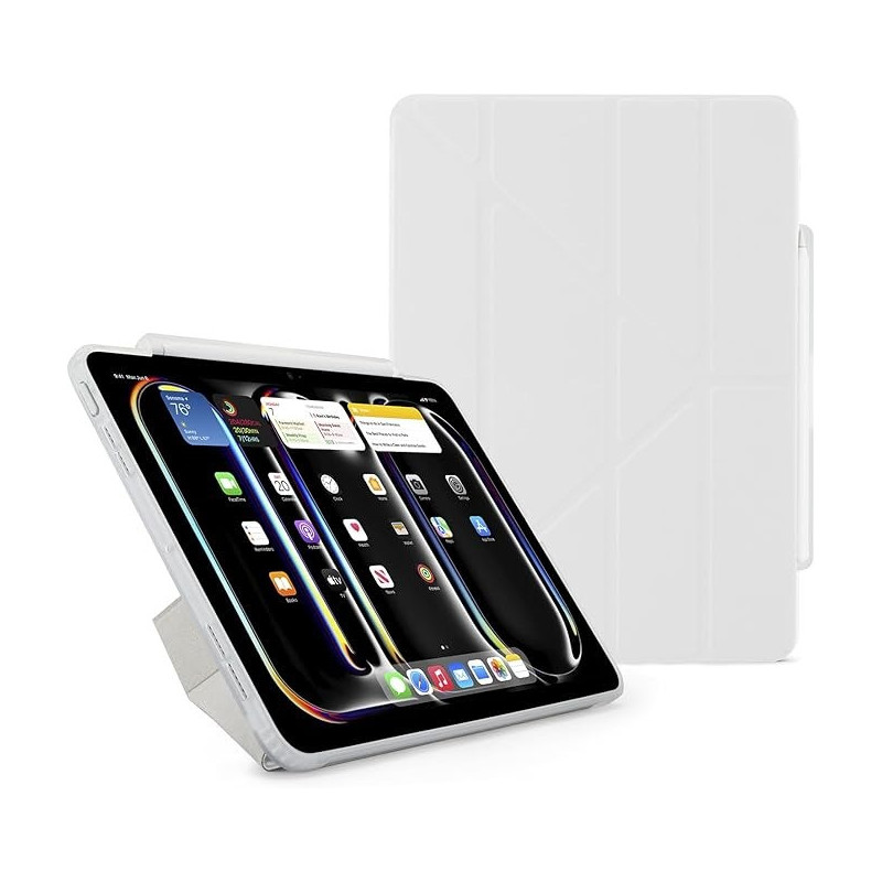 Pipetto Origami No3 Pencil Case For Apple Ipad Pro 13 Inch Case, M4 Smart Cover With 5 In 1 Stand, White