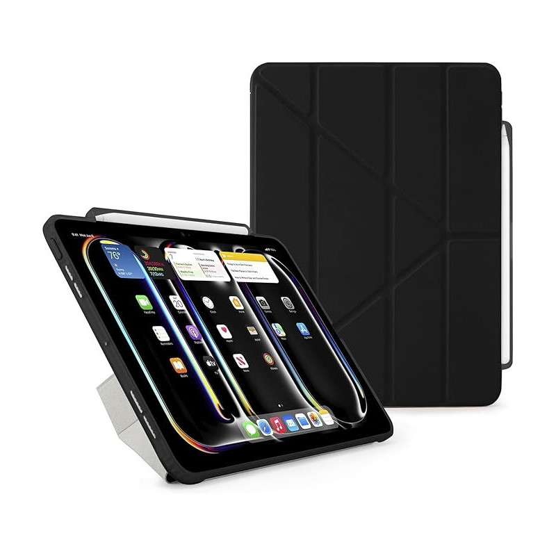Pipetto Origami No3 Pencil Case For Apple Ipad Pro 11 Inch Case, M4 Smart Cover With 5 In 1 Stand, Black