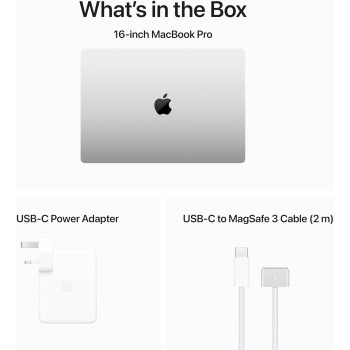 Apple 16 Inch Macbook Pro 2023, Apple M3 Max chip with 14-core CPU and 30-core GPU, 36 GB Unified Memory, 1 TB SSD, Silver, English MRW73