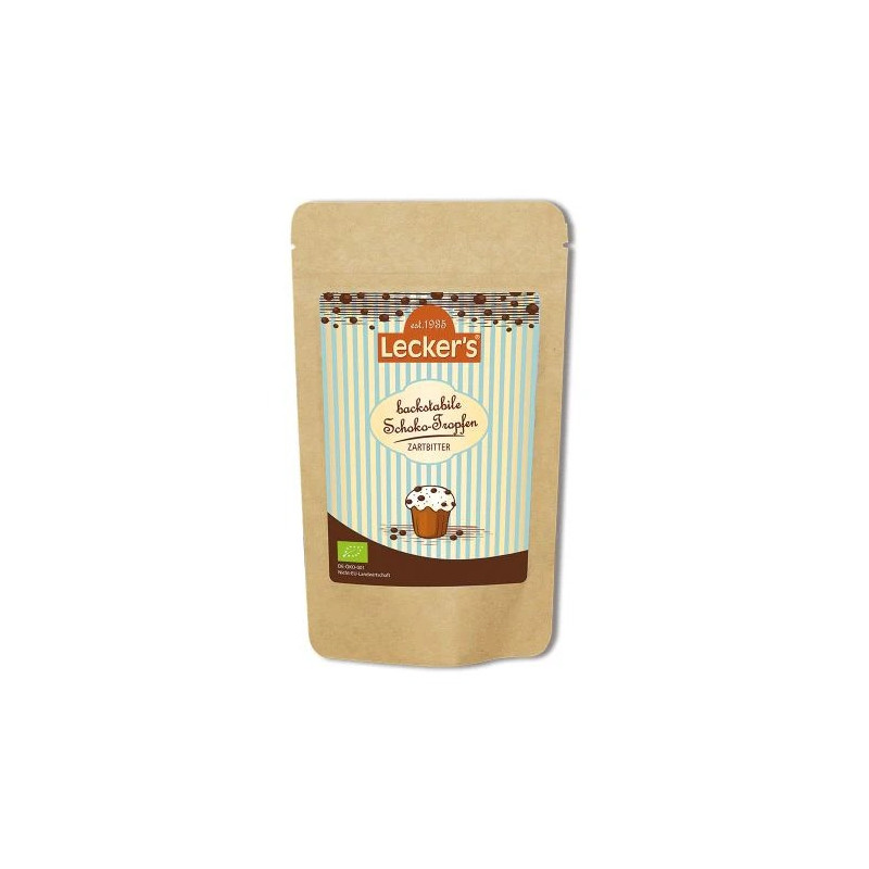 Leckers Organic Bake-Stable Chocolate Drops Dark, 100g