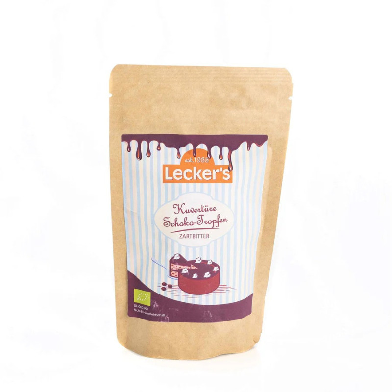 Leckers Organic Couverture Choco Drops Dark 100g