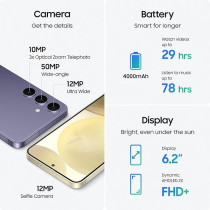 SAMSUNG Galaxy S24, AI Phone, 256GB Storage, Cobalt Violet, 8 GB RAM, Android Smartphone, 50MP Camera, Bigger Display, Faster RAM, Long Battery Life