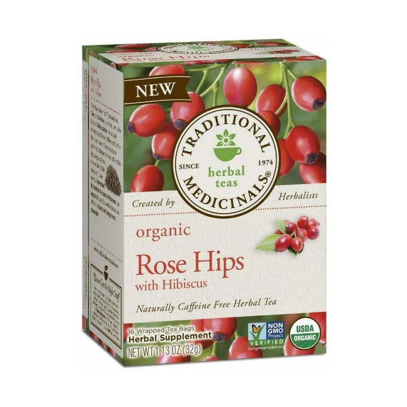 Traditional Medicinals Organic Rose Hips With Hibiscus Tea, 32g