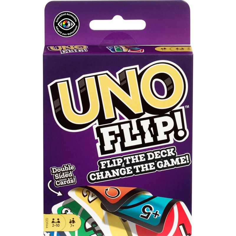 Uno Flip Card Game, Double Sided Cards And Special Flip For Parties