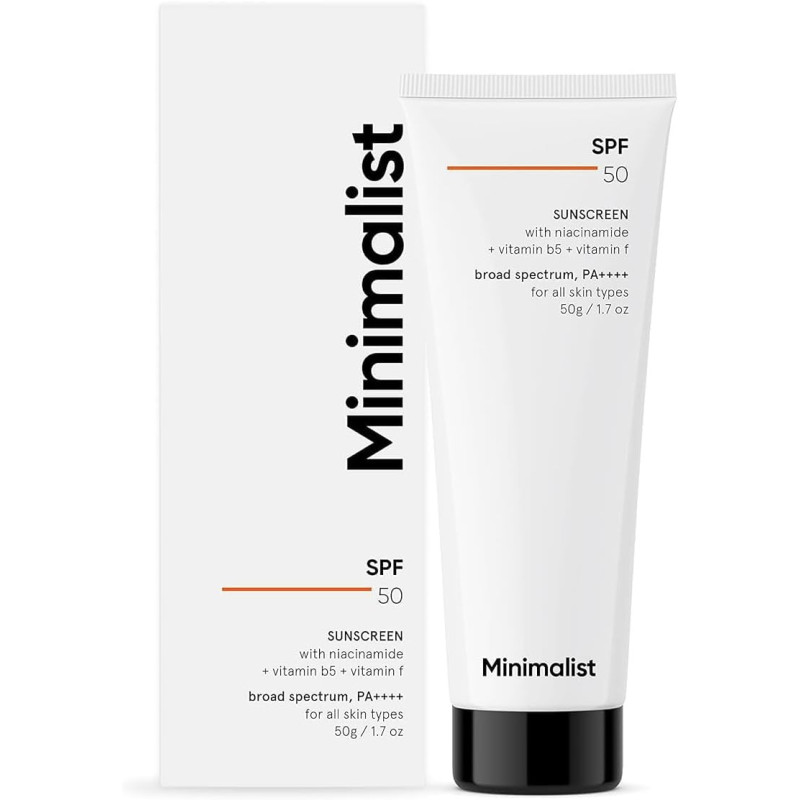 Minimalist Multi Vitamin SPF 50 Plus PA Sunscreen For Complete Sun Protection Oxybenzone And OMC Free, For Men and Women, 50g