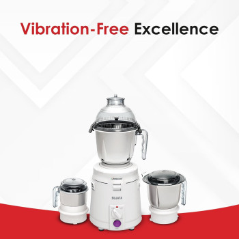 Sujata Dynamix, Mixer Grinder, 900 Watts, 3 Jars (White), 22000 Rotations Per Min, 90 Minutes Continuous Running, 3 Versatile Jars
