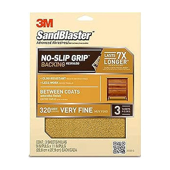 3M Sandblaster 320Grit Sand Blaster Paper 9 x 11 Inches, 3 Pack