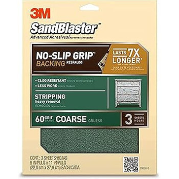 3M Sandblaster 60 Grit Sand Blaster Paper 9 x 11 Inches, 3 Pack