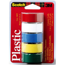 Scotch 3M Super Thin Waterproof Vinyl Plastic Coloured Tape, Pack of 5