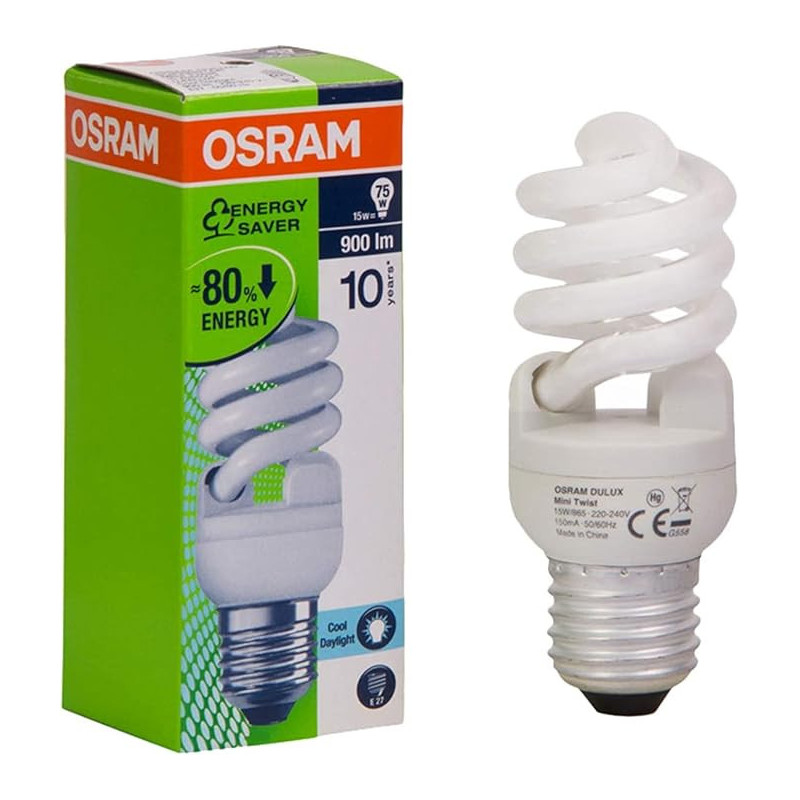Osram Spiral 15 Watts E27 Day Light ESL Bulb
