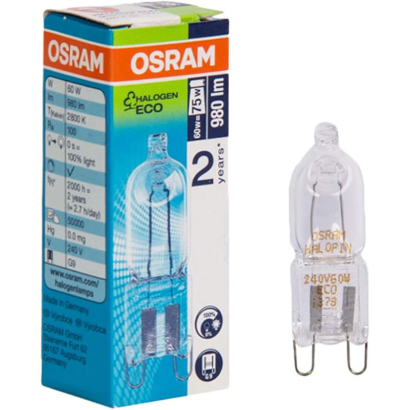 Osram G9 33 Watts Capsule Halogen Bulb, White