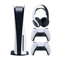 Sony PlayStation 5 Slim Disc Edition Extra Dualsense Controller and Pulse 3D Wireless Headset 1 TB, 2023, International Version