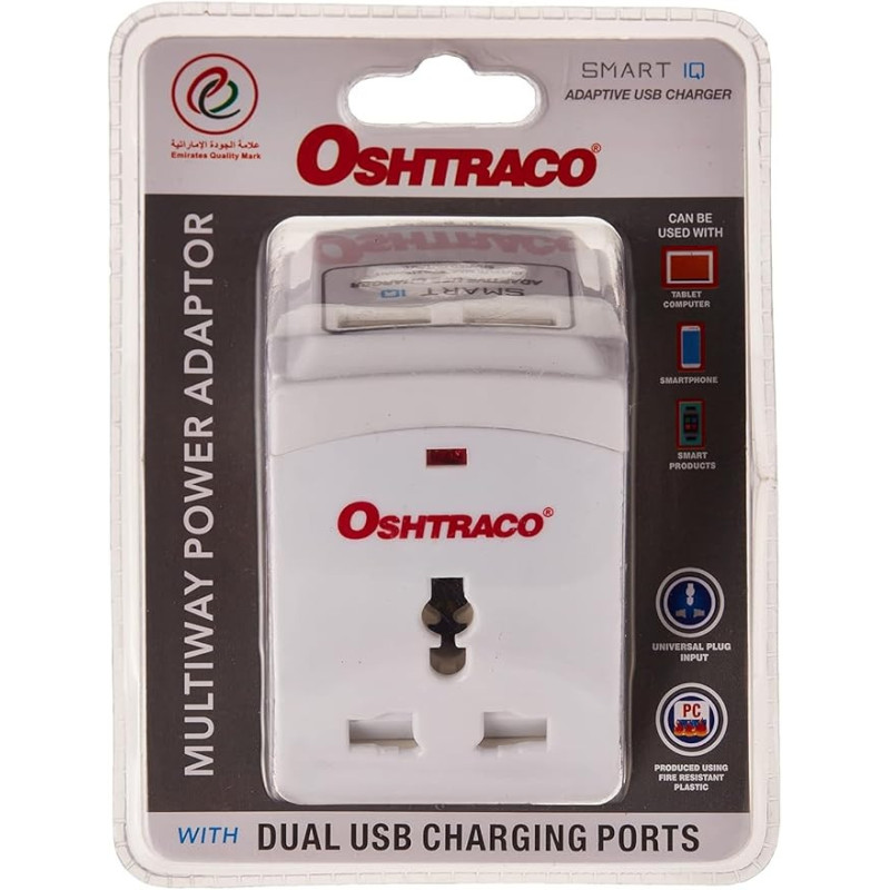 Oshtraco Multiway Power Adaptor With Dual USB Charging Ports