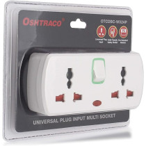 Oshtraco 2 Way Universal Plug Input Multi Socket Outlet With Master Switch